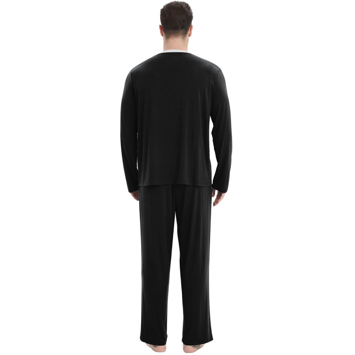 GYS Men's Bamboo Viscose Pajamas Set Lightweight Sleepwear Long-Sleeved Sleep Shirt and Long Pants - GYS