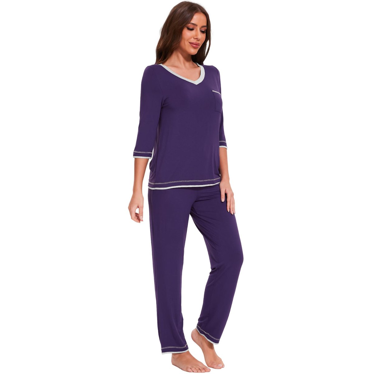 Women's Bamboo Viscose 3/4 Sleeve V Neck - GYS