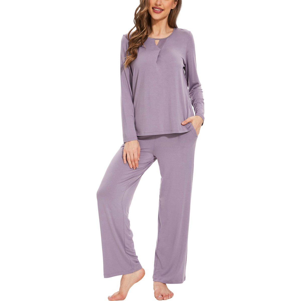 Women's Bamboo Viscose Long Sleeve Long Pants with Pockets - GYS