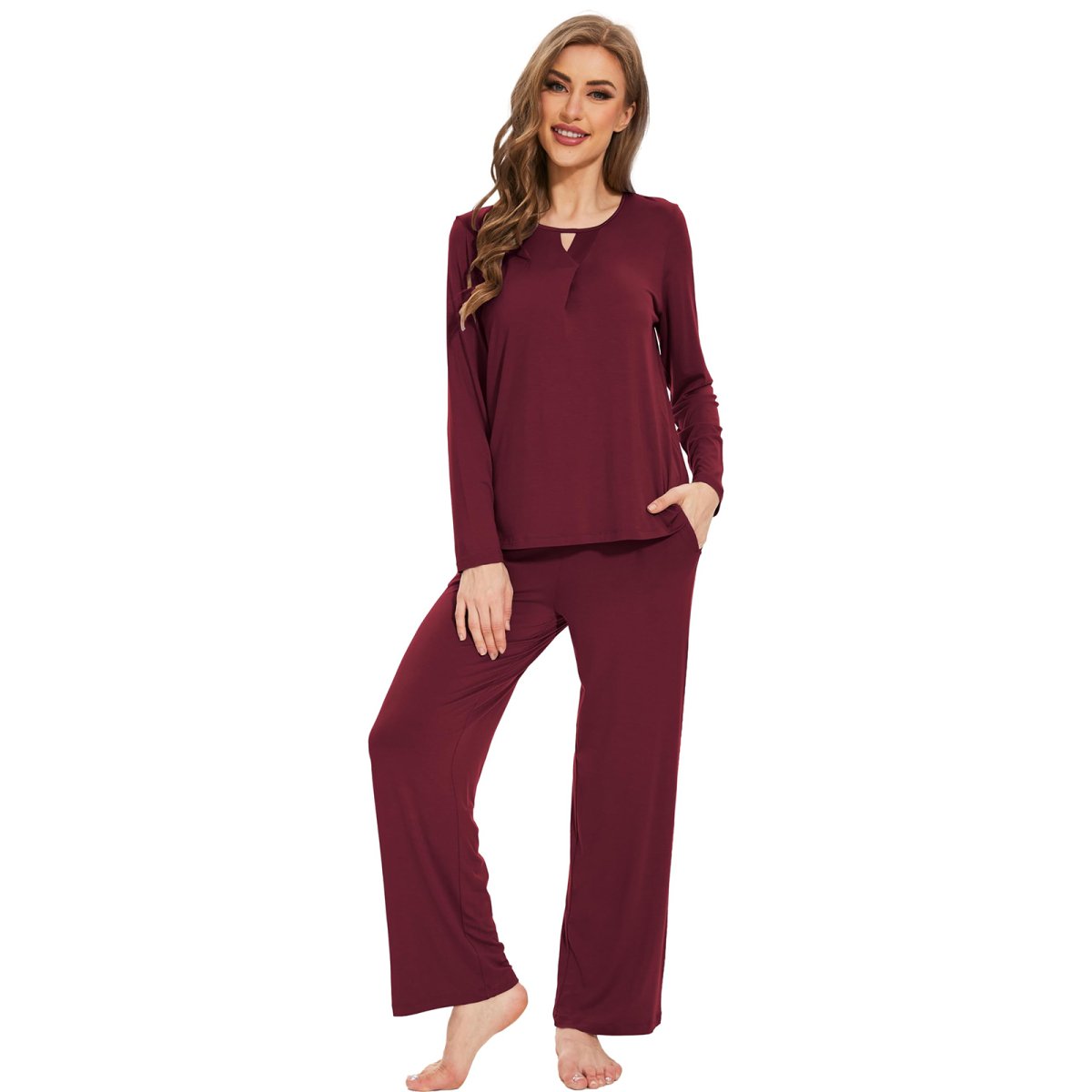 Women's Bamboo Viscose Long Sleeve Long Pants with Pockets - GYS