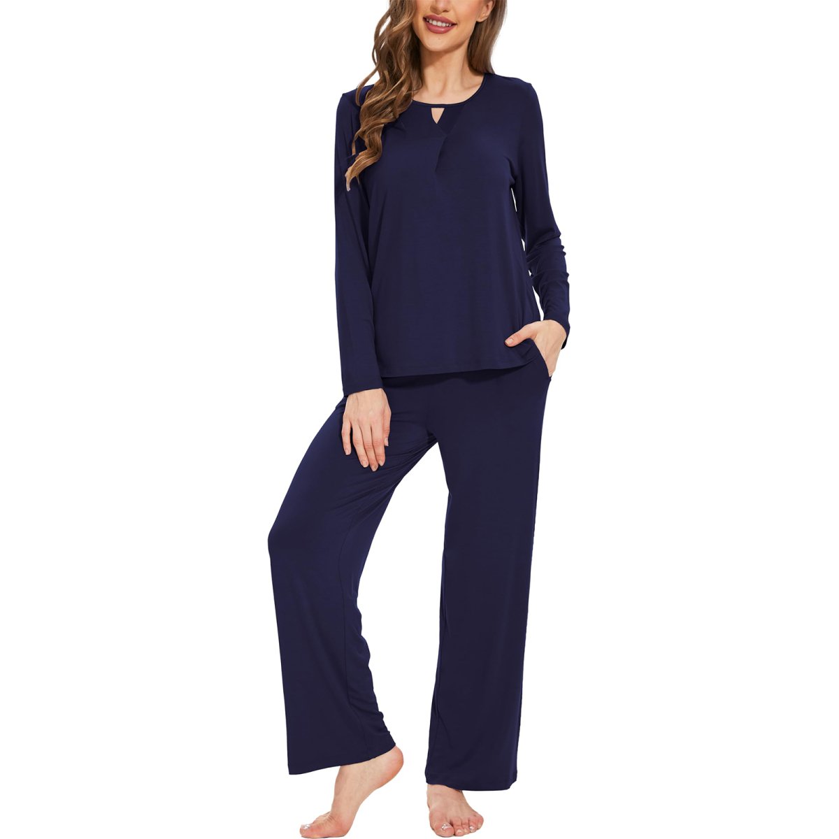 Women's Bamboo Viscose Long Sleeve Long Pants with Pockets - GYS