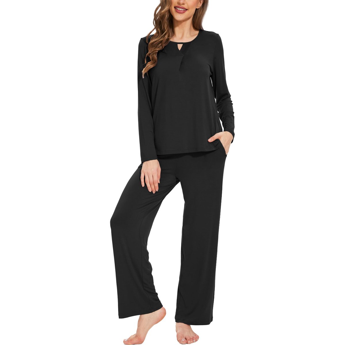 Women's Bamboo Viscose Long Sleeve Long Pants with Pockets - GYS