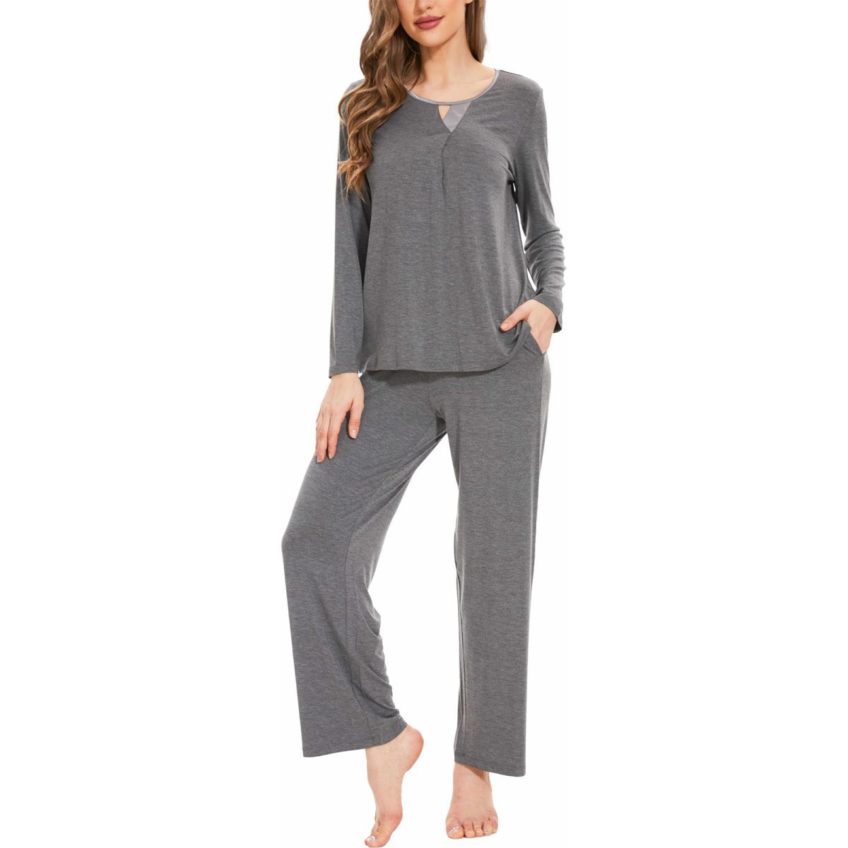 Women's Bamboo Viscose Long Sleeve Long Pants with Pockets - GYS